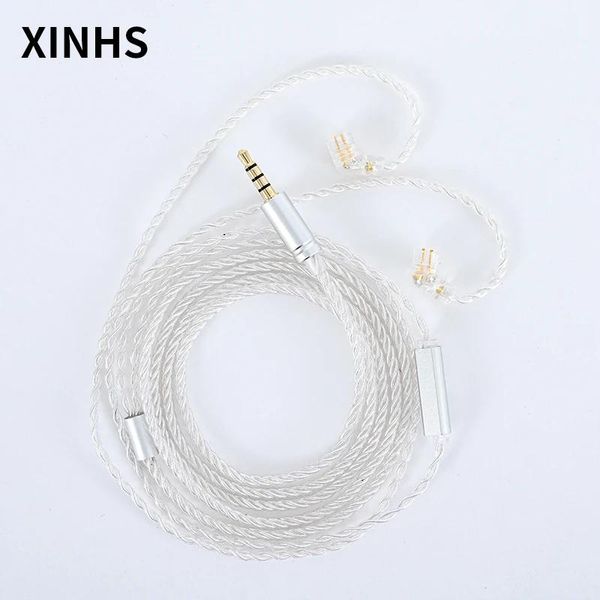 Наушники XINHS, 4-жильный витой кабель Mi, посеребренная медная линия обновления MMCX/0,78 мм, 2-контактный/QDC/TFZ, провод для наушников