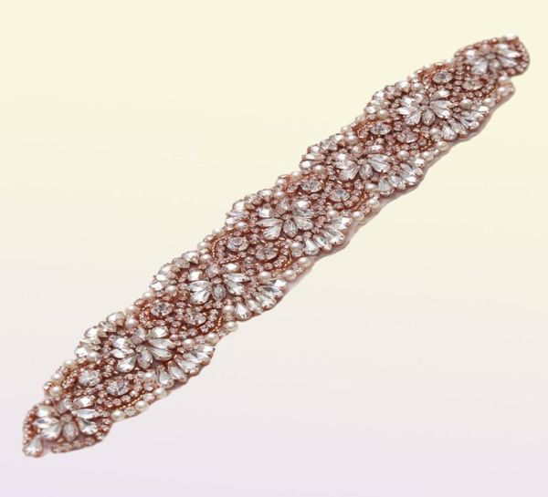 MissRDress Femininer Hochzeitsgürtel aus Roségold, Kristall-Juwelenband, Strass-Hochzeitsgürtel für Brautkleider YS8325993714