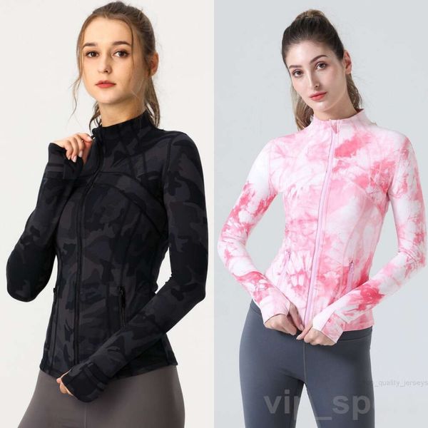 Align Lu Define Yoga Giacca lunga mimetica da donna Zip intera Abbigliamento sportivo da esterno Cappotto da corsa sottile Giacche sportive Abbigliamento sportivo sportivo Abbigliamento Multi colore