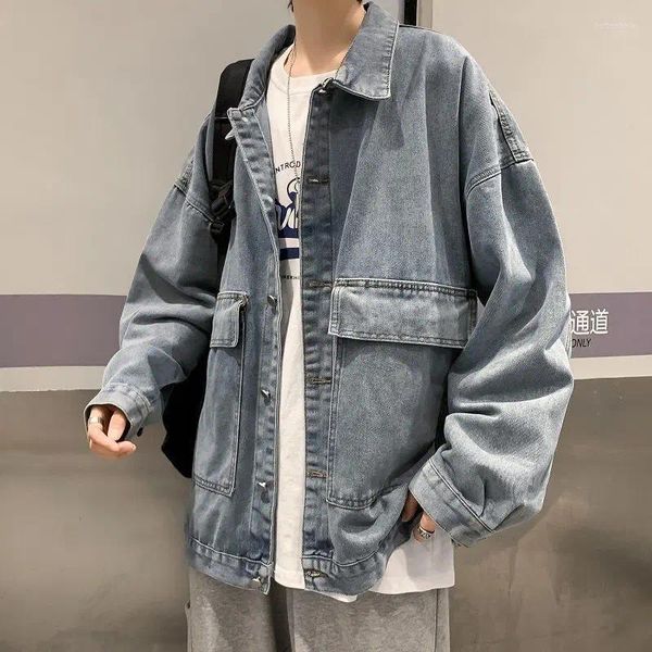 Мужские куртки Повседневная джинсовая куртка свободного кроя для мужчин Корейский стиль Модная весенне-осенняя верхняя одежда Универсальная рабочая одежда для пар Пальто