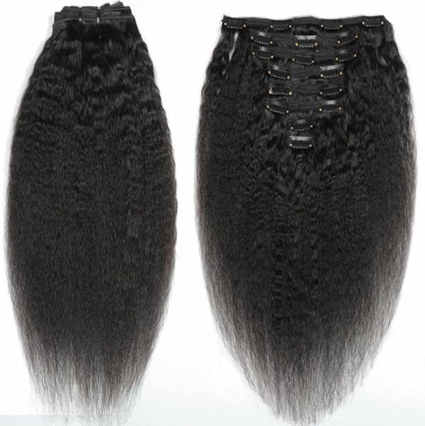 Afro-Kinky-Glatthaar, unbearbeitet, Clip-in-Haar, 120 Gramm, mongolisches Echthaar, afroamerikanisches Remy-Naturschwarz, Clips6192396