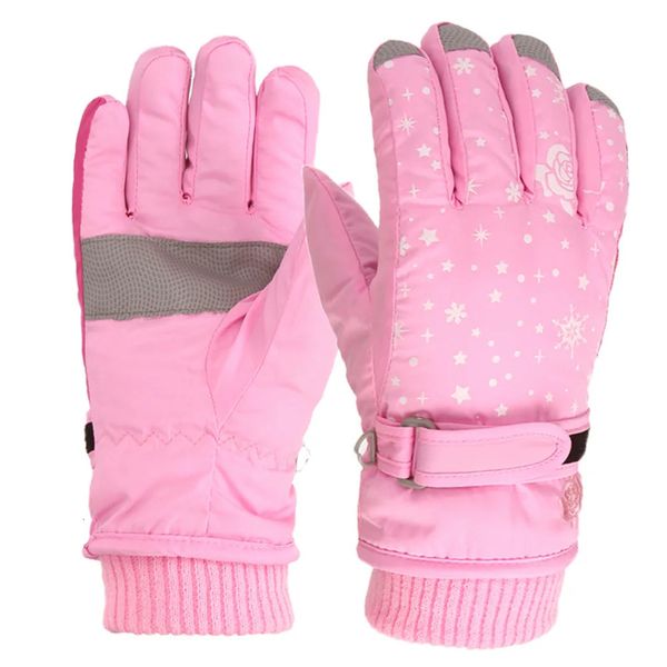 Guantes de esquí térmicos Niños Niños Invierno Polar Impermeable Cálido Niño Snowboard Guantes de nieve 5 dedos para esquiar Mitones para montar 231229