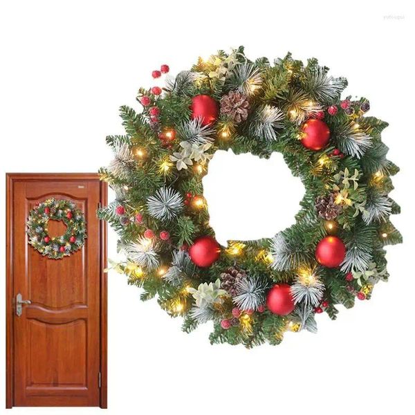 Fiori Decorativi Ghirlande Di Natale Con Luci Corona Della Porta Decorazione Illuminata A Led Per La Porta D'ingresso Camino Libreria