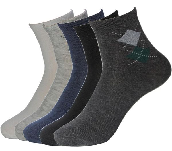 Moda masculina meias losango impressão super qualidade negócios casual preto cinza branco 5 cores inverno quente meia 7495916