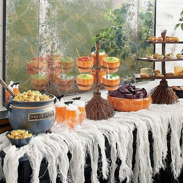 Stoccaggio da cucina Scopa di Halloween Snack Bowl Rack Home Party Artigianato in resina Zucca Scopa Cibo Portafrutta Decorazione