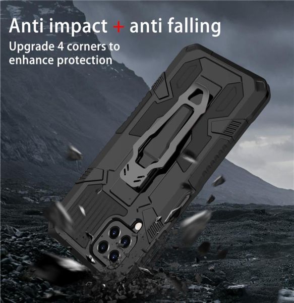 Custodie antiurto Armor per Samsung Galaxy A12 A22 A32 A42 A52 A72 A82 5G A02S M02S A03S M32 Clip da cintura in metallo Cavalletto Cover posteriore2285652