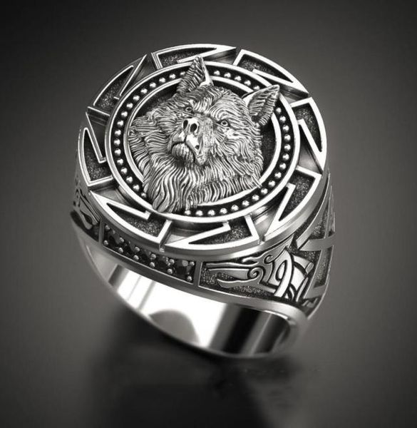 Винтажное посеребренное кольцо с рельефной головой волка для мужчин, готическое кольцо в стиле стимпанк для вечеринки, юбилея, ювелирные изделия, аксессуары в стиле хип-хоп, Gift4967131