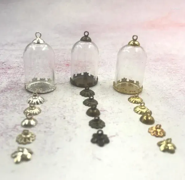 Flaschen 10 teile/los 30x20mm Rohr Form Glaskugel Bronze/silber/gold Blume Basis Perlen Kappe fläschchen Anhänger Flasche Zubehör