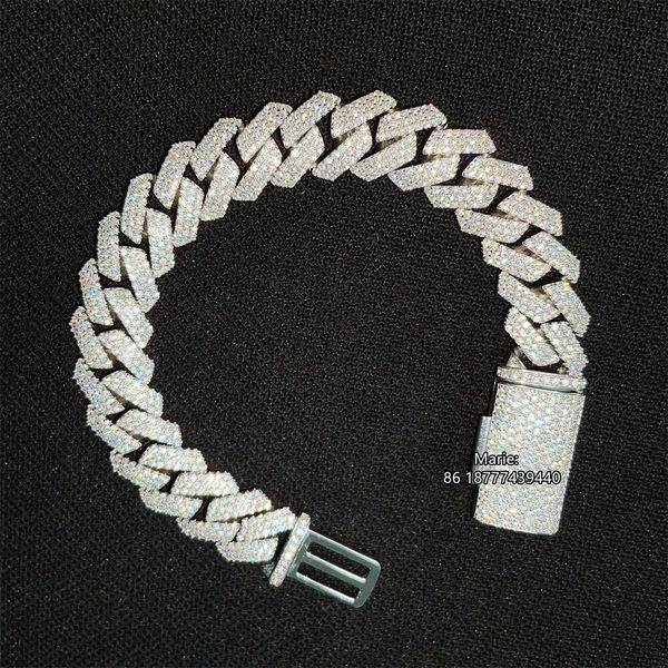 Hop Sale Schmuckstil Fabrikpreis Vvs Moissanit Cuban Link Diamantarmband Test bestehen