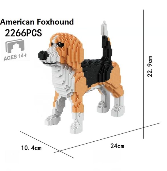 Маленькие блоки Модель собаки Foxhound Мини-кирпичи Животное Строительная игрушка для взрослых Подарок на день рождения Fun Brinquedos Образовательный подарок3204922