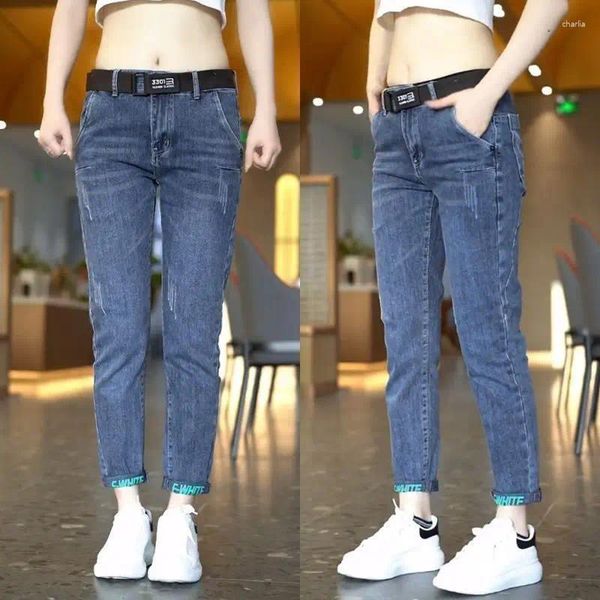 Erkekler Kot High Litess Kore Kpop Tasarımcı Lüks Streç İnce Erkekler Kadınlar Denim Gündelik Pantolon İlkbahar ve Sonbahar Sokak Giyim