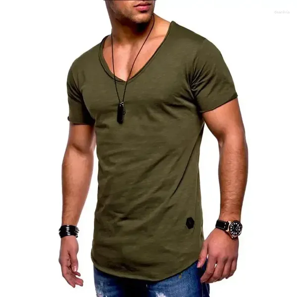 Erkekler A3232 Tees geldi Derin v Boyun Kısa Kollu Erkekler Tişört İnce Fit T-Shirt Sıska Skinn Casual Yaz Tshirt Camisetas