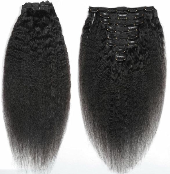 clip non trattata per capelli lisci afro crespi nelle estensioni dei capelli 120 grammi capelli umani mongoli clip nere naturali remy afro-americane9224835