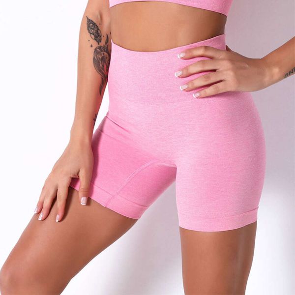 Lu Align Lu Yoga Sport Sollevamento Pantaloncini a vita alta Donna Glutei Fitness Pantaloncini sportivi attillati Corsa all'aperto Esercizio Palestra Pantaloncini con spinta verso l'alto Donna LL Limone