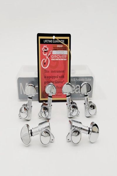 6 Stück nicht Inline Chrome Grover Stimmwirbel für Gitarrensaiten, 45-Winkel-Mechaniken, Maschinenkopf 3R3L, gute Verpackung4875558