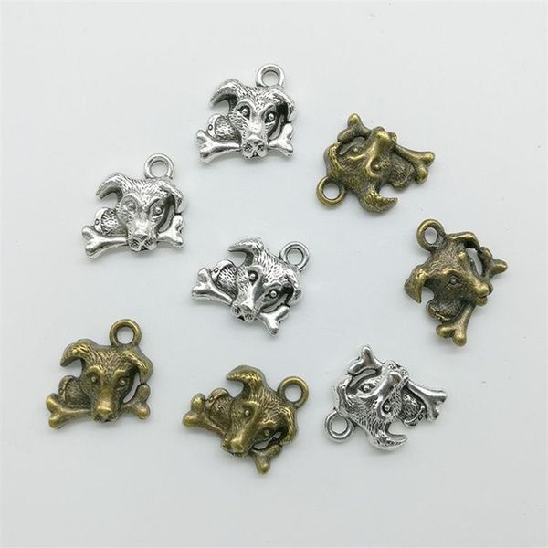 50pcs çok bir köpek yiyin kemik alaşımı cazibesi kolye retro mücevher diy anahtarlık antik gümüş bronz kolye bilezik küpeler için 16x1239a