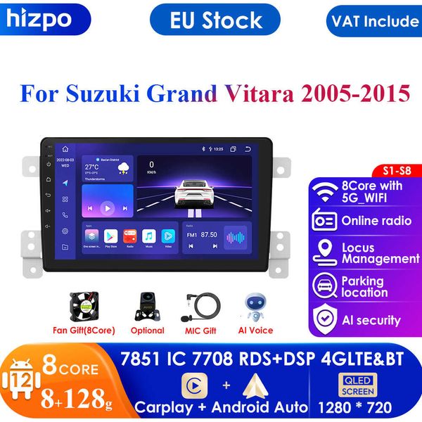 Rádio do carro do andróide do automóvel de 4g-lte carplay para suzuki grand vitara 3 2005 - 2015 navigaion gps 2din reprodutor de vídeo multimídia estéreo bt