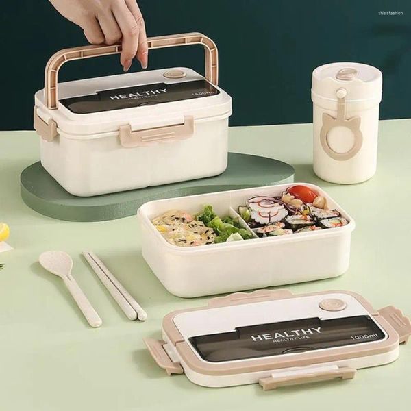 Stoviglie 1 Set 1000/1500ML Lunch Box Riutilizzabile Supporto per telefono Funzione Contenitore Accessorio per la scuola di conservazione della freschezza