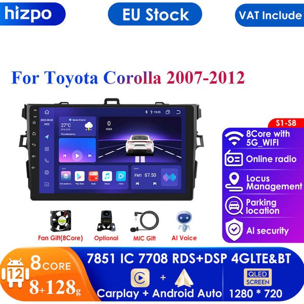 8G 128G 2 Din Android Auto Auto Radio Multimedia Player für Toyota Corolla E140/150 2007 - 2011 Navigation GPS Head Unit Carplay