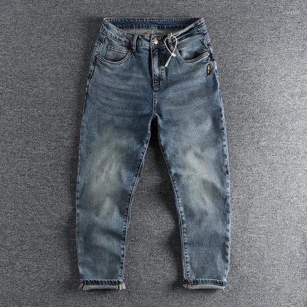 Männer Jeans 2023 Mode Einfache Stickerei Lose Gerade Elastische Bequeme Frühling Und Sommer Jugend Capri Hosen 930