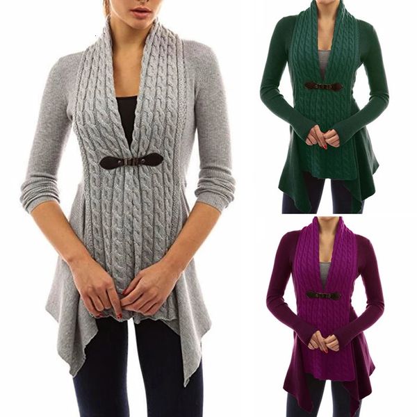 Outono inverno mulheres cardigan casaco manga longa malhas irregulares tops senhoras suéter fino feminino jaqueta outwear plus size s4xl 231228