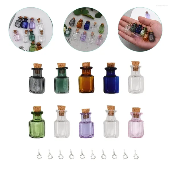 Vasen 10 Stcs Glas Dose Cup Deckel Lager Jar Mini kleine Dichtflaschen Holzhandwerk Reagenzien Behälter Kork Stopper winzig