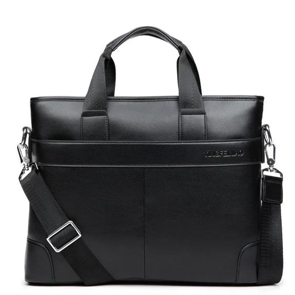 Taschen Herren Business Office Aktentasche Leder Handtasche Computer Laptop Umhängetasche Frauen Solid Black Messenger Bags 2022