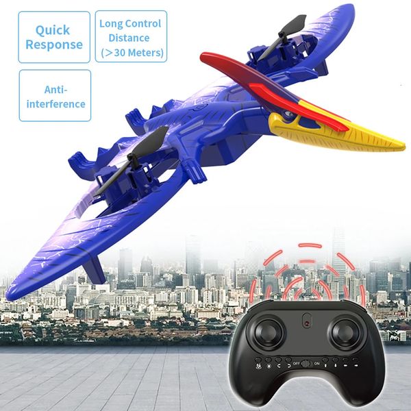 Mini Drone Dinosauro Aereo telecomandato 2.4G Elicottero radiocomandato Pterosauro Drone RC Aereo Bambini Volanti Giocattoli di compleanno 231228