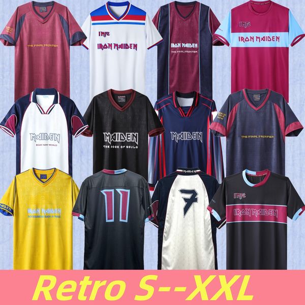 1986 89 Retro-Fußballtrikots West Hams Iron Maiden 1990 95 97 DI CANIO KANOUTE LAMPARD Fußballhemden Herrenuniformen