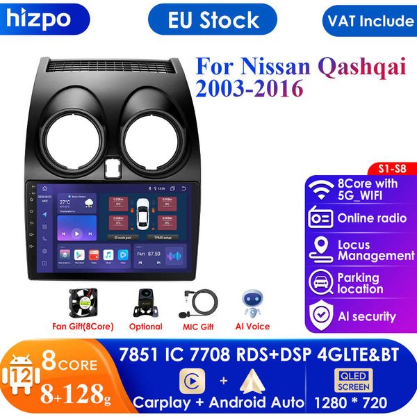 Carplay 4G-LTE AI Sesli Araba Radyosu Nissan Qashqai için Auto Multimedya J10 2006 2007 2008-2013 2din GPS Autoradio Stereo