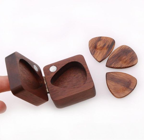 Quadratische Gitarren-Pick-Box, Aufbewahrungsbox für Gitarren-Picks aus Holz, Organizer für Gitarristen, Musiker, Geschenk 4295875