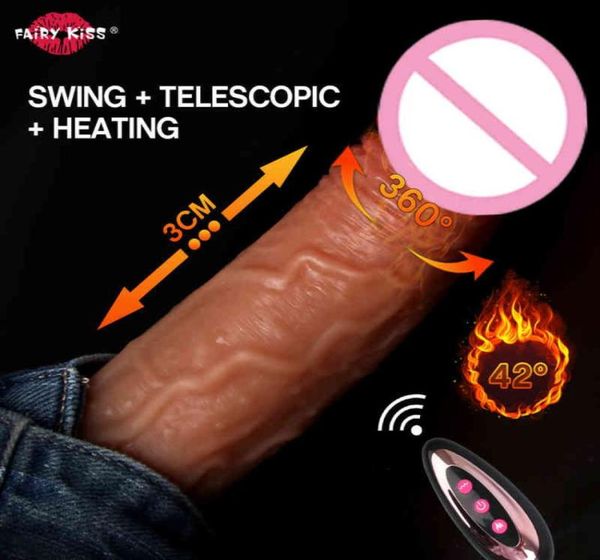 Aquecimento telescópico automático enorme vibrador de controle remoto realista grande vibrador g ponto adulto brinquedos sexuais para mulher masturbator6526322