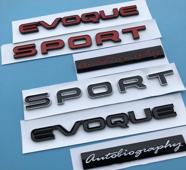 Logo de barre d'emblème de lettres SPORT EVOQUE pour Land Range Rover SV autobiographie édition ultime insigne de barre style de voiture Trunk8108210