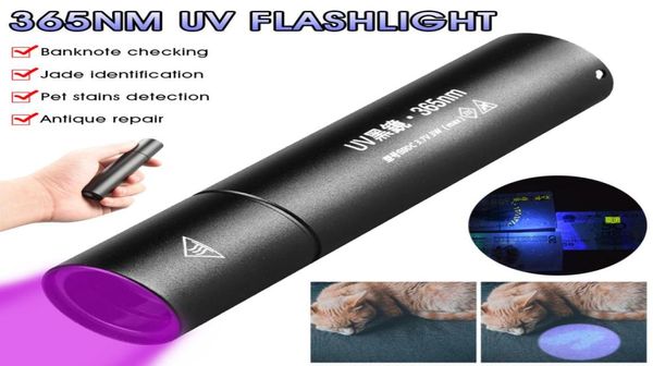 NUOVA torcia UV 365nm luce nera torcia portatile ricaricabile USB portatile per rilevatore di macchie di urina di cane animale domestico cimice7270026