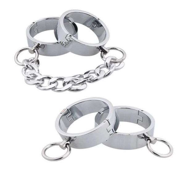 20mm de altura aço inoxidável bloqueio manguito metal algemas círculo oval punhos pulseiras unissex pulseiras tornozelo com fechadura bangle8736723