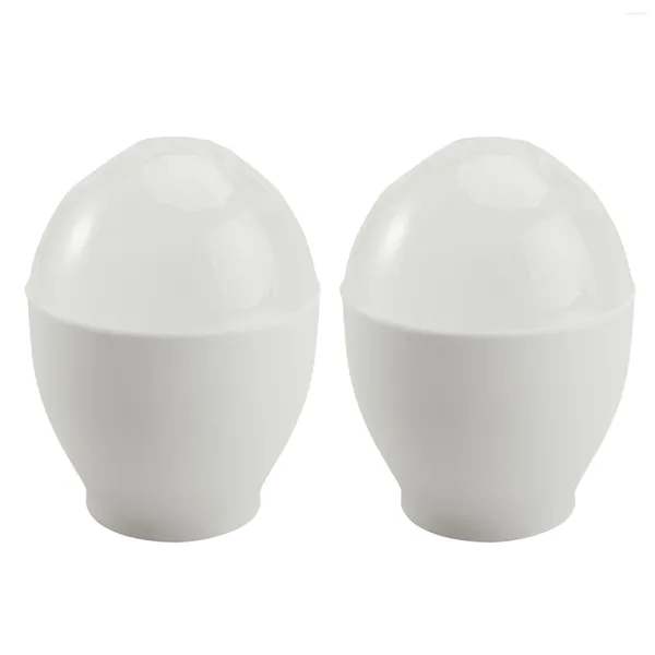 Caldeiras duplas 2 Pcs Mini Muffins Cozidos Ovo Tigela Copo Forno Micro-ondas Vaporizador Branco