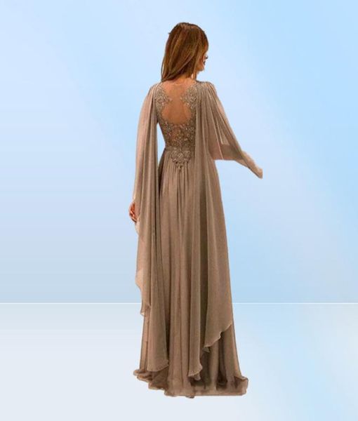 2018 Elegante Chiffon Ilusão Voltar Mãe Da Noiva Vestidos Com Rendas Applique Beads Ruched V Neck Mãe Noivo Vestido Plus Size8658535