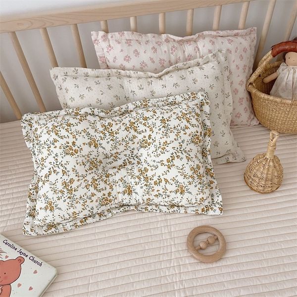 Корейская хлопковая детская подушка с цветочным рисунком для новорожденных, муслиновые постельные принадлежности с цветочным рисунком, декоративные детские подушки, подушка 231228