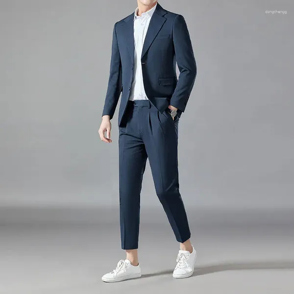 Herenkostuums Boutique trouwpak (pak westerse broek) Hoge kwaliteit mode casual Britse stijl trend knappe slanke tweedelige set