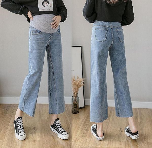 Sommer Weites Bein Lose Ausgestellte Hosen Denim Mutterschaft Jeans Bauch Hosen Kleidung Für Schwangere Frauen Schwangerschaft Arbeit Bottoms4566187