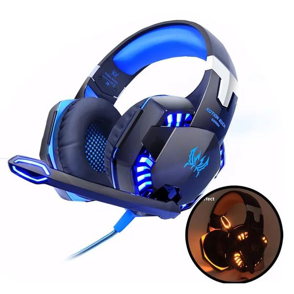 Fones de ouvido cada g2000 jogos fones de ouvido estéreo do computador overear graves profundos jogo fone de ouvido fone de ouvido com microfone luz led para pc