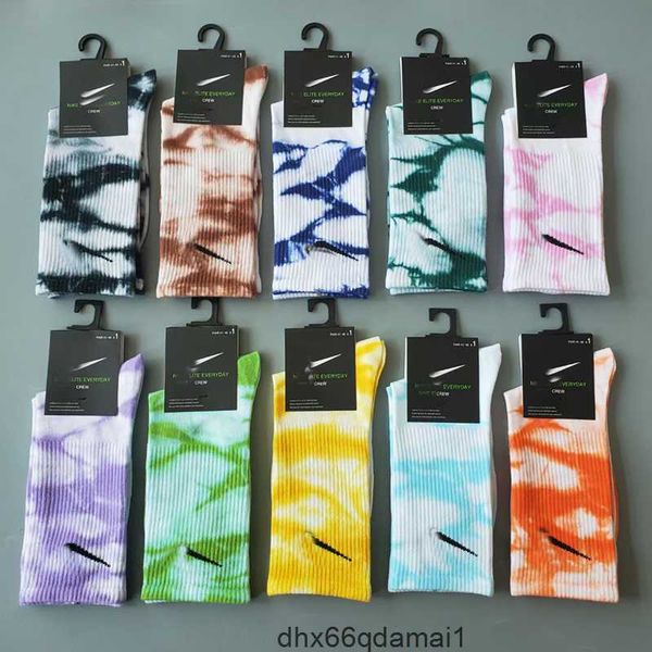 Meias tecnologia velo tie-dye meias masculinas meias coloridas moda meia feminina respirável algodão futebol basquete esportes masculino 8epz 92p5