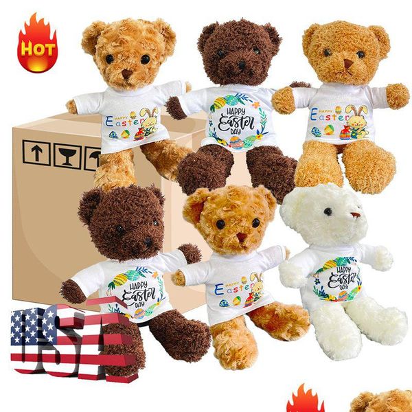 Altre forniture per feste per eventi Orsacchiotto con maglietta a sublimazione P-shirt Giocattoli Animali di peluche Regali per baby shower Compleanno Natale Dhnsc