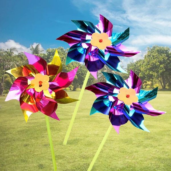 Gartendekorationen 5 Stücke Kunststoff Windmühle Mischfarben Windrad Für Kinder Spielzeug Geschenk Hof Outdoor Party Spielzeug