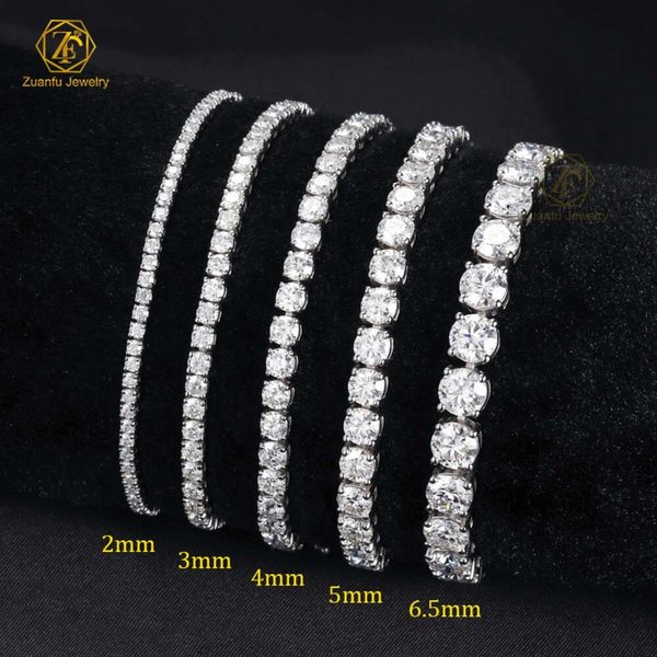 Zuanfugem 925 vergoldetes Sterlingsilber, 3 mm, 4 mm, 5 mm, Diamant-Armband, Halskette, Schmuck, Edelstein, Moissanit, Tenniskette