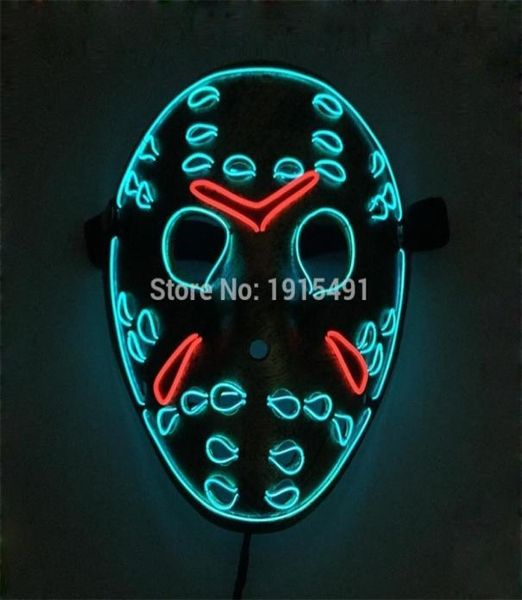 Venerdì 13 Il capitolo finale Led Light Up Figure Mask Music Active EL Fluorescent Horror Mask Hockey Party Lights T2009071238008