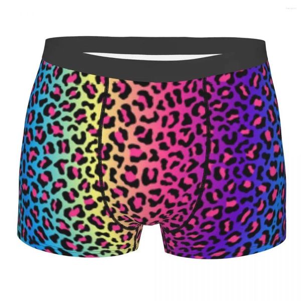 Cuecas arco-íris animal leopardo boxer shorts para homme 3d impressão pontos africano pele roupa interior calcinha briefs respirável