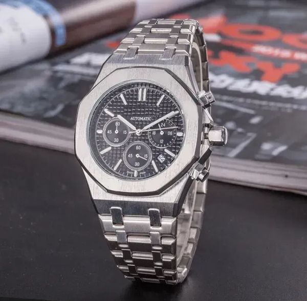 AP heißer Verkauf Vollfunktions-Chronograph mit allen Zifferblättern, hohe Qualität für Designer-Herrenuhren, luxuriöse Herrenuhr mit Stahlband und Quarzwerk, Gold- und Silber-Freizeitarmbanduhr