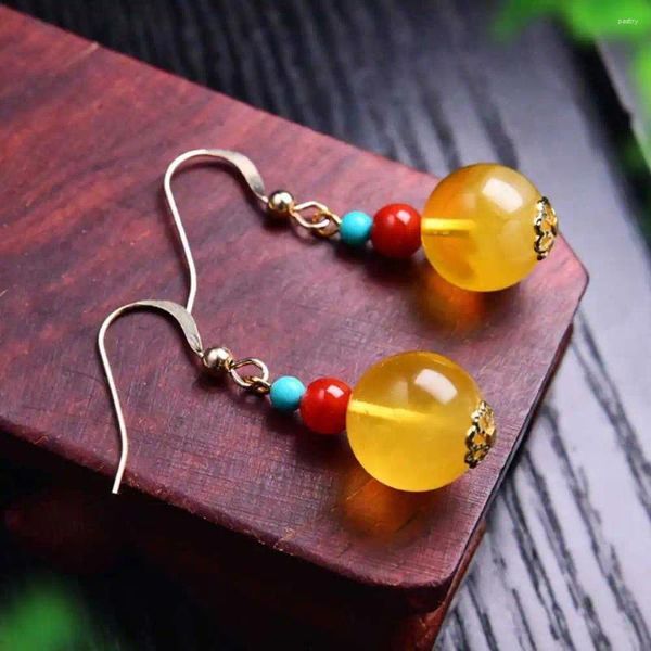 Dangle Küpeler Art Deco Era Faceted Baltık Bal Amber Boncuk Güzel Karnaval Paskalya Kancası Yıl Diy Takı Sevgililer Günü Hediyesi