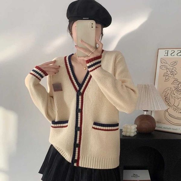 Gaoding Miu домашняя весенне-осенняя тонкая шерсть Yuan Label женская одежда в академическом стиле вязаный кардиган-свитер пальто